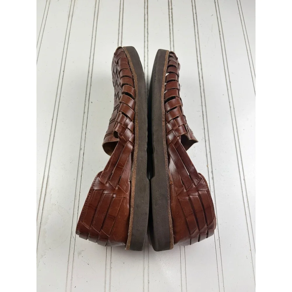 Sunsteps Brown Woven Leather Slip On Huaraches Men's Size 8.5 Women's Size 10